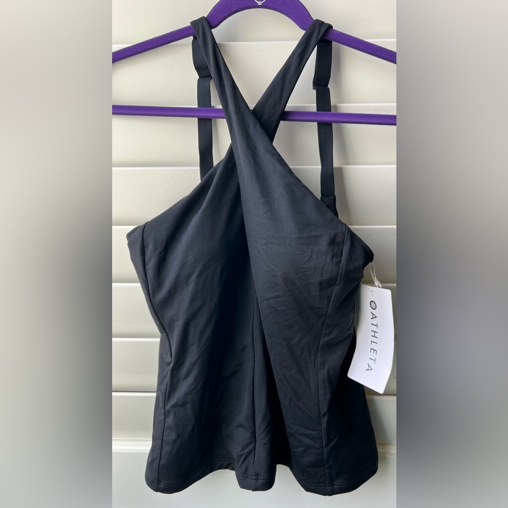 Athleta - NWT - Medium - Black Cross-Back Tankini Top